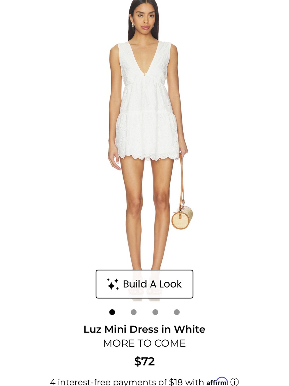 more to come eyelit V-Neck Mini Dress in White